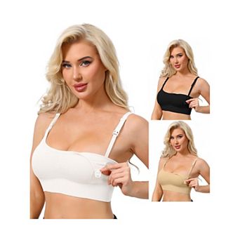 3 Packs Women's Nursing Bras Wireless Push Up Bralettes Full Coverage Bra Adjustable Straps