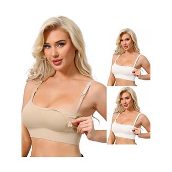 3 Packs Women's Nursing Bras Wireless Push Up Bralettes Full Coverage Bra Adjustable Straps