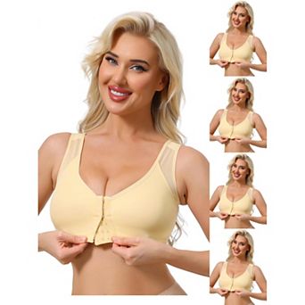 5 Packs Women's Front Closure Sports Bras Wireless Adjustable Straps Bralette Fixed Cup FullCoverage