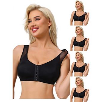5 Packs Women's Front Closure Sports Bras Wireless Adjustable Straps Bralette Fixed Cup FullCoverage