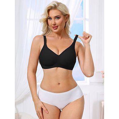 3 Packs Women's Push Up Wirefree Seamless Adjustable Straps Bras Light and Breathable Minimizers