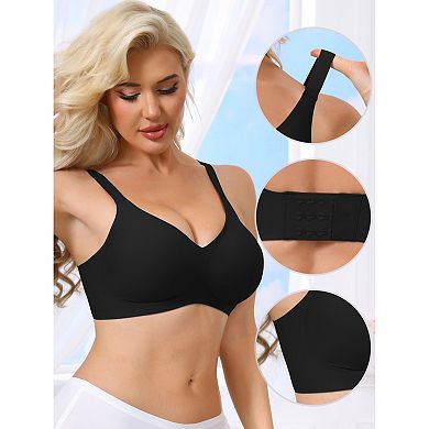 3 Packs Women's Push Up Wirefree Seamless Adjustable Straps Bras Light and Breathable Minimizers