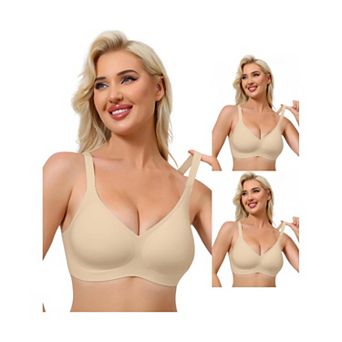 3 Packs Women's Push Up Wirefree Seamless Adjustable Straps Bras Light and Breathable Minimizers