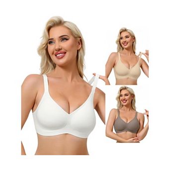 3 Packs Women's Push Up Wirefree Seamless Adjustable Straps Bras Light and Breathable Minimizers