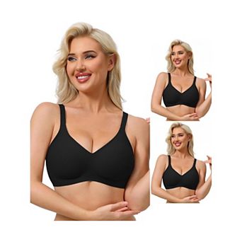3 Packs Women's Push Up Wirefree Seamless Adjustable Straps Bras Light and Breathable Minimizers