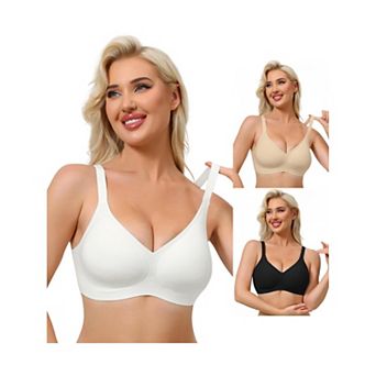 3 Packs Women's Push Up Wirefree Seamless Adjustable Straps Bras Light and Breathable Minimizers