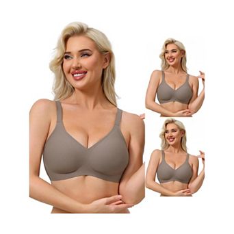 3 Packs Women's Push Up Wirefree Seamless Adjustable Straps Bras Light and Breathable Minimizers