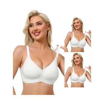 3 Packs Women's Push Up Wirefree Seamless Adjustable Straps Bras Light and Breathable Minimizers