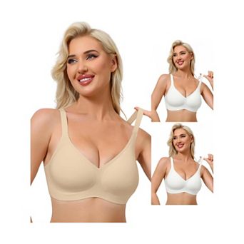 3 Packs Women's Push Up Wirefree Seamless Adjustable Straps Bras Light and Breathable Minimizers