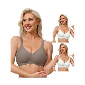 3 Packs Women's Push Up Wirefree Seamless Adjustable Straps Bras Light and Breathable Minimizers