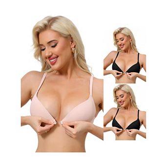 3 Packs Women's Push Up Underwire Bralette Adjustable Straps Bras with Front Closure