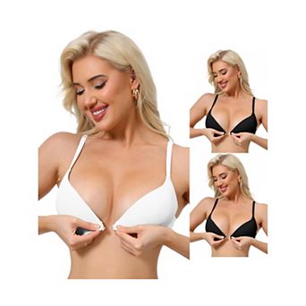 3 Packs Women's Push Up Underwire Bralette Adjustable Straps Bras with Front Closure