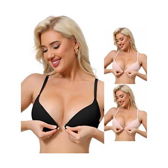 3 Packs Women's Push Up Underwire Bralette Adjustable Straps Bras with Front Closure