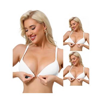 3 Packs Women's Push Up Underwire Bralette Adjustable Straps Bras with Front Closure