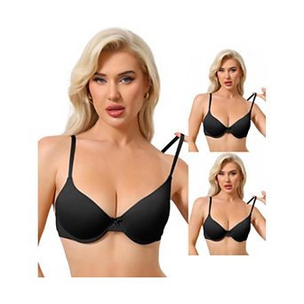 3 Packs Women's Underwired Minimizers Ice Silk Full Cup Bralettes Push Up Bra Adjustable Straps