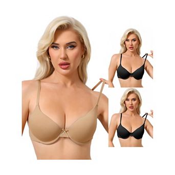 3 Packs Women's Underwired Minimizers Ice Silk Full Cup Bralettes Push Up Bra Adjustable Straps