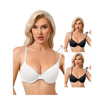 3 Packs Women's Underwired Minimizers Ice Silk Full Cup Bralettes Push Up Bra Adjustable Straps