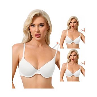3 Packs Women's Underwired Minimizers Ice Silk Full Cup Bralettes Push Up Bra Adjustable Straps