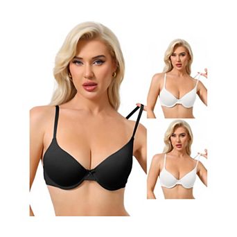 3 Packs Women's Underwired Minimizers Ice Silk Full Cup Bralettes Push Up Bra Adjustable Straps