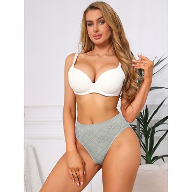 5 Packs Women's Mid Waisted Underwear Panties High-Cut Full Coverage Briefs with Plaid Pattern