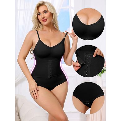 5 Packs Women's Front Hook Bodysuits Tummy Control V Neck Push Up Camisoles Hip Lifting Shapewear
