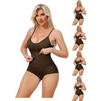 5 Packs Women's Front Hook Bodysuits Tummy Control V Neck Push Up Camisoles Hip Lifting Shapewear