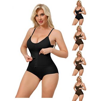 5 Packs Women's Front Hook Bodysuits Tummy Control V Neck Push Up Camisoles Hip Lifting Shapewear