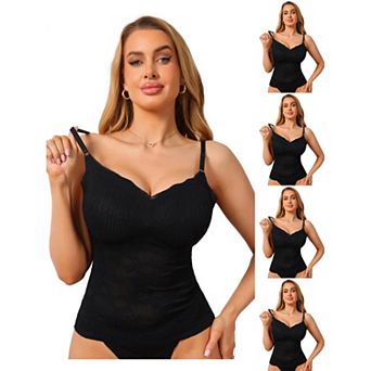 5 Packs Women's See Through Lace Camisole V Neck Spaghetti Strap Slim Fit Going Out Cami Tank