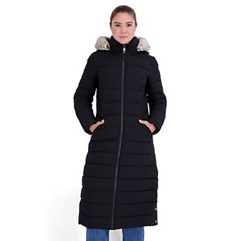 Women's Nautica Maxi Stretch Puffer Coat with Hood