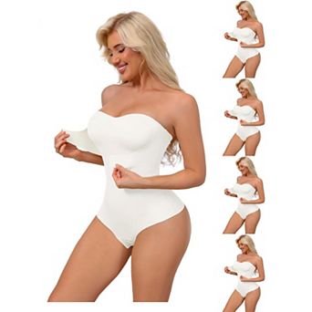 5 Packs Women's Strapless Shapewear Front Hook Push Up Bodysuits Seamless Bodyshaper RemovableStraps