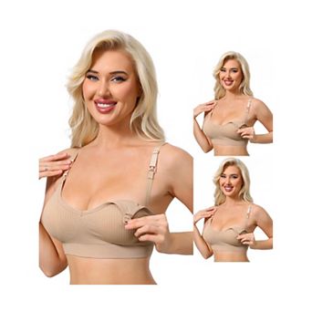 3 Packs Nursing Bras for Women Breastfeeding Wireless Pregnancy V Neck Adjustable Straps Bra