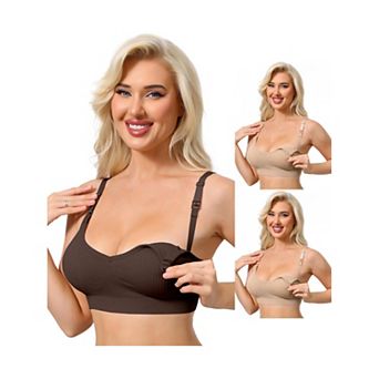 3 Packs Nursing Bras for Women Breastfeeding Wireless Pregnancy V Neck Adjustable Straps Bra