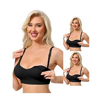 3 Packs Nursing Bras for Women Breastfeeding Wireless Pregnancy V Neck Adjustable Straps Bra