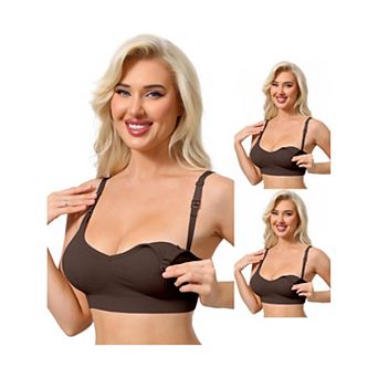 3 Packs Nursing Bras for Women Breastfeeding Wireless Pregnancy V Neck Adjustable Straps Bra