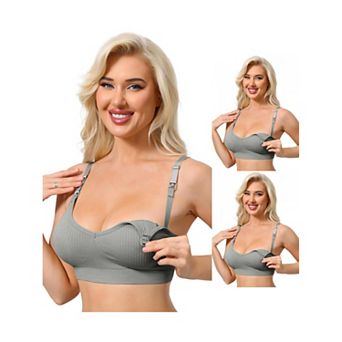 3 Packs Nursing Bras for Women Breastfeeding Wireless Pregnancy V Neck Adjustable Straps Bra