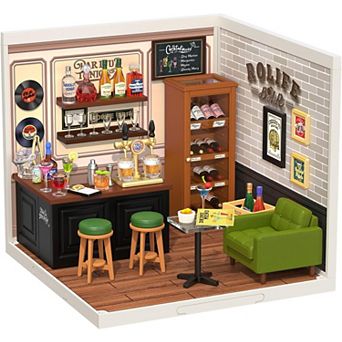 Rolife Leisurely Cheers Bar DIY Miniature Plastic House Building Set with LED