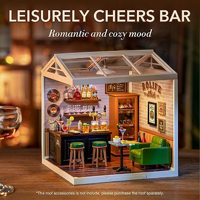 Rolife Leisurely Cheers Bar DIY Miniature Plastic House Building Set with LED