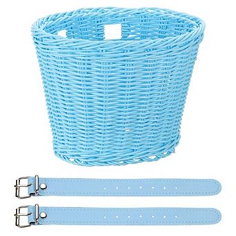 1 Pack Bike Basket Front, Hand-Woven Bicycle Basket with Adjustable PU Belts