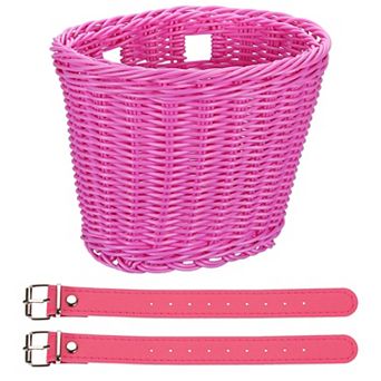 1 Pack Bike Basket Front, Hand-Woven Bicycle Basket with Adjustable PU Belts