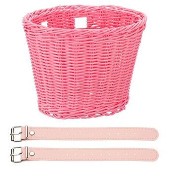1 Pack Bike Basket Front, Hand-Woven Bicycle Basket with Adjustable PU Belts