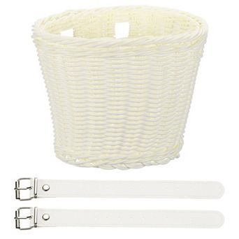 1 Pack Bike Basket Front, Hand-Woven Bicycle Basket with Adjustable PU Belts