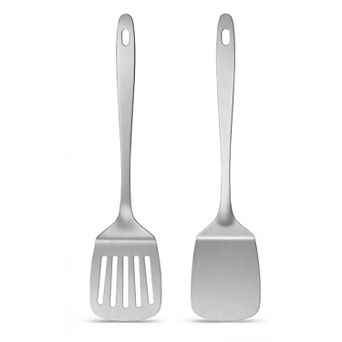 2 pc Metal Spatula Set, Stainless Steel Spatula Solid & Slotted Turner Flipper for Kitchen Use