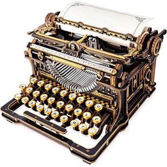 ROKR Mechanical Typewriter 3D Wooden Puzzle for Adults- Vintage Model Kit, (Classic Version)
