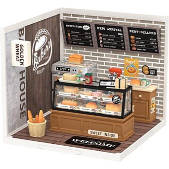 Rolife Golden Wheat Bakery LED Building Blocks for Adults,1:24 Toy Building Sets,Model Building Kits