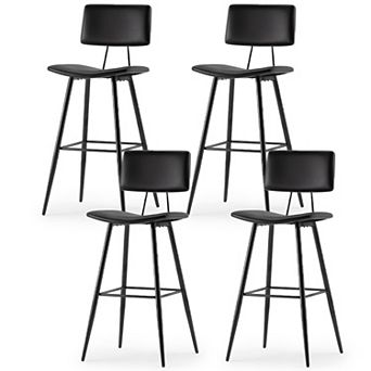 Hearthshire Counter Height Bar Stools Set of 4, Faux Leather Upholstered Barstools