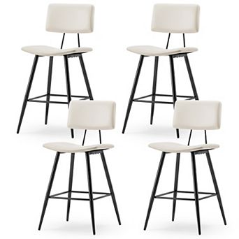 Hearthshire Counter Height Bar Stools Set of 4, Faux Leather Upholstered Barstools