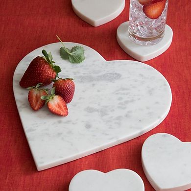 White Marble Heart Coasters - Set of 4