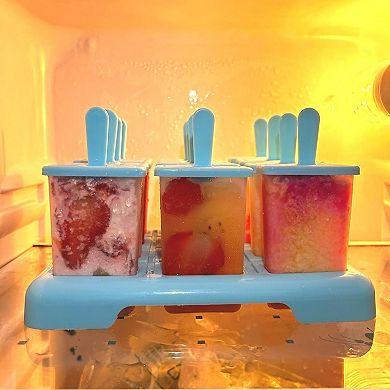 12 Cavities Popsicles Molds, DIY Popsicle Molds with Built-in Popsicle Stick