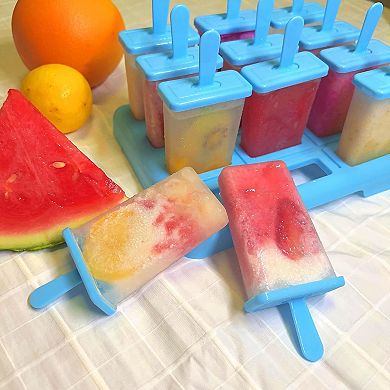12 Cavities Popsicles Molds, DIY Popsicle Molds with Built-in Popsicle Stick