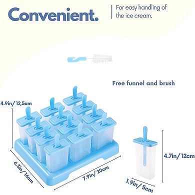 12 Cavities Popsicles Molds, DIY Popsicle Molds with Built-in Popsicle Stick